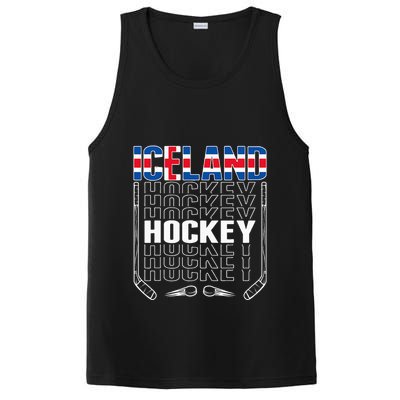 Iceland Ice Hockey Fans Jersey Icelandic Flag Hockey Stick PosiCharge Competitor Tank