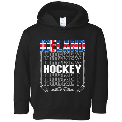 Iceland Ice Hockey Fans Jersey Icelandic Flag Hockey Stick Toddler Hoodie