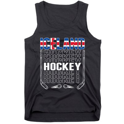 Iceland Ice Hockey Fans Jersey Icelandic Flag Hockey Stick Tank Top