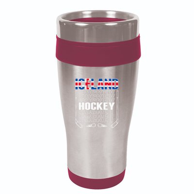 Iceland Ice Hockey Fans Jersey Icelandic Flag Hockey Stick 16oz Travel Tumbler