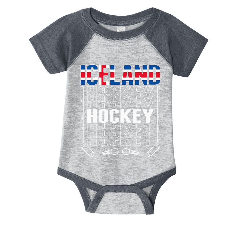 Iceland Ice Hockey Fans Jersey Icelandic Flag Hockey Stick Infant Baby Jersey Bodysuit