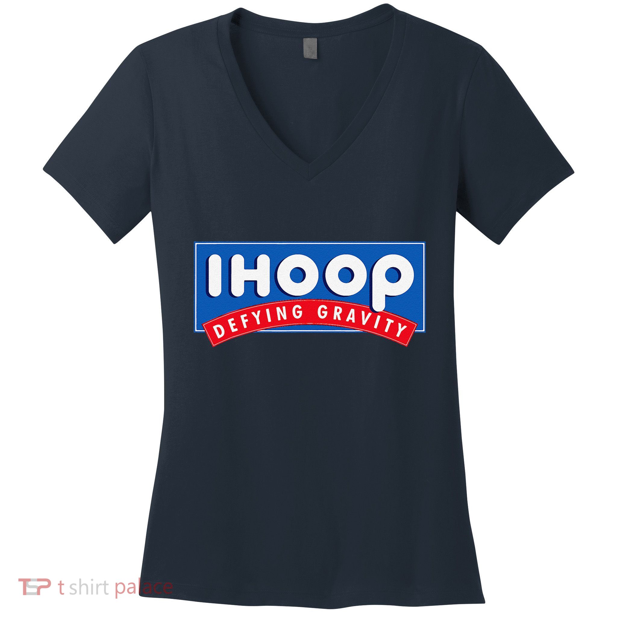 Ihoop I Hoop Defying Gravity Basketball & Basketballer Women's V-Neck T-Shirt