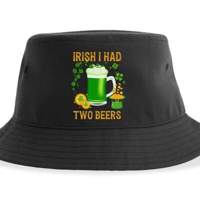 Irish I Had Two Beers St PatrickS Day Shamrock Ireland Sustainable Bucket Hat