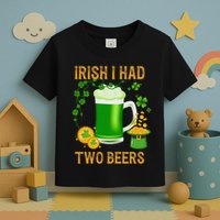 Irish I Had Two Beers St PatrickS Day Shamrock Ireland Toddler T-Shirt