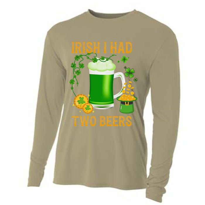 Irish I Had Two Beers St PatrickS Day Shamrock Ireland Cooling Performance Long Sleeve Crew
