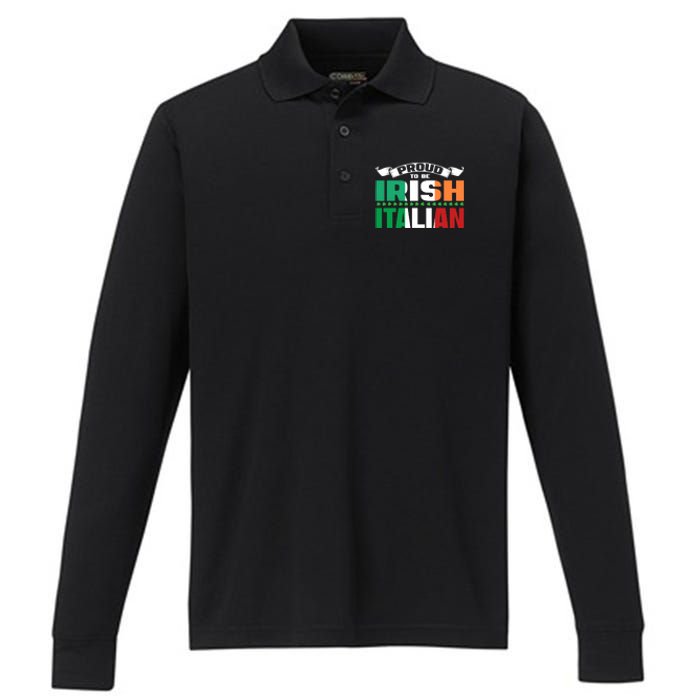 Irish Italian Heritage design Proud to be Irish Italian Performance Long Sleeve Polo