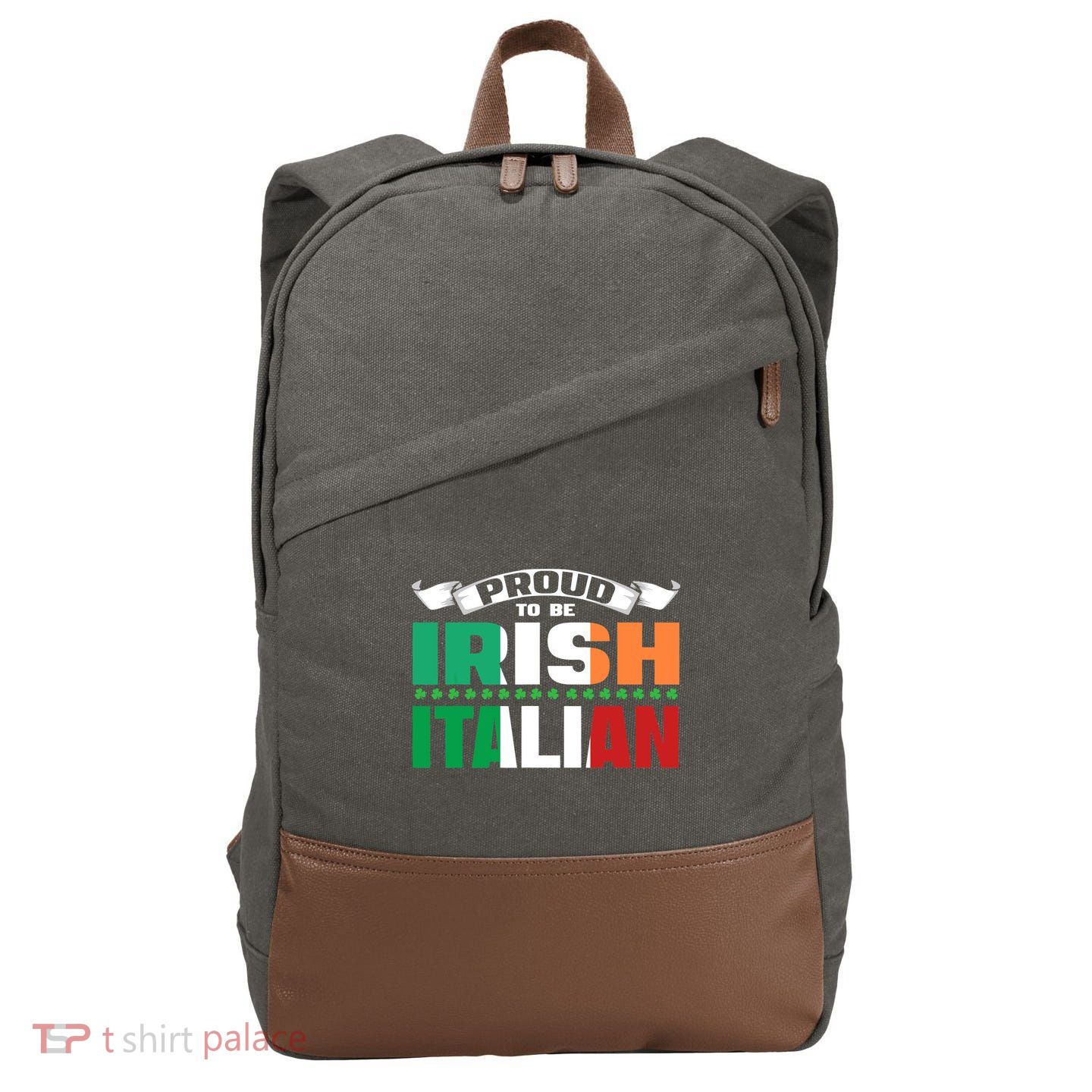 Irish Italian Heritage design Proud to be Irish Italian Cotton Canvas Backpack
