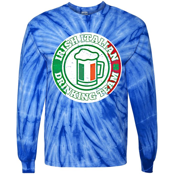 Irish Italian Ing Team Italy Flag St Patrick Humor Gift Cool Gift Tie-Dye Long Sleeve Shirt