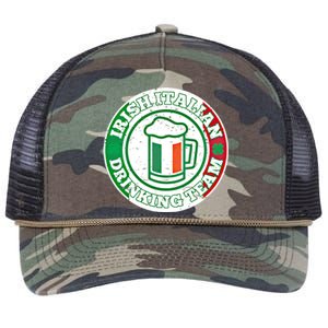 Irish Italian Ing Team Italy Flag St Patrick Humor Gift Cool Gift Retro Rope Trucker Hat Cap