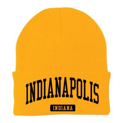 Indianapolis Indiana In Vintage Athletic Sports Design Funny Gift Knit Cap Winter Beanie