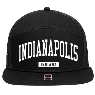 Indianapolis Indiana In Vintage Athletic Sports Design Funny Gift 7 Panel Mesh Trucker Snapback Hat