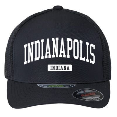 Indianapolis Indiana In Vintage Athletic Sports Design Funny Gift Flexfit Unipanel Trucker Cap