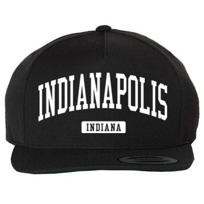 Indianapolis Indiana In Vintage Athletic Sports Design Funny Gift Wool Snapback Cap