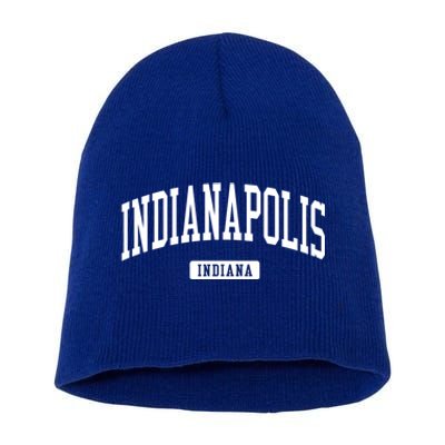 Indianapolis Indiana In Vintage Athletic Sports Design Funny Gift Short Acrylic Beanie