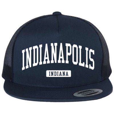 Indianapolis Indiana In Vintage Athletic Sports Design Funny Gift Flat Bill Trucker Hat