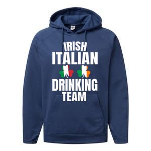 Irish Italian Ing Team St Patricks Day Shamrock Flag Gift Performance Fleece Hoodie