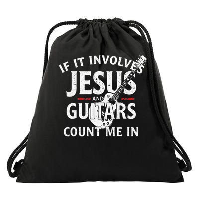 If It Involves Jesus And Guitars Guitarist Christian Music Drawstring Bag