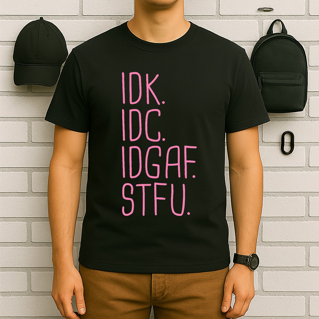 Idk Idc Idgaf Stfu I DonT Know I DonT Care Funny Meme Gift T-Shirt