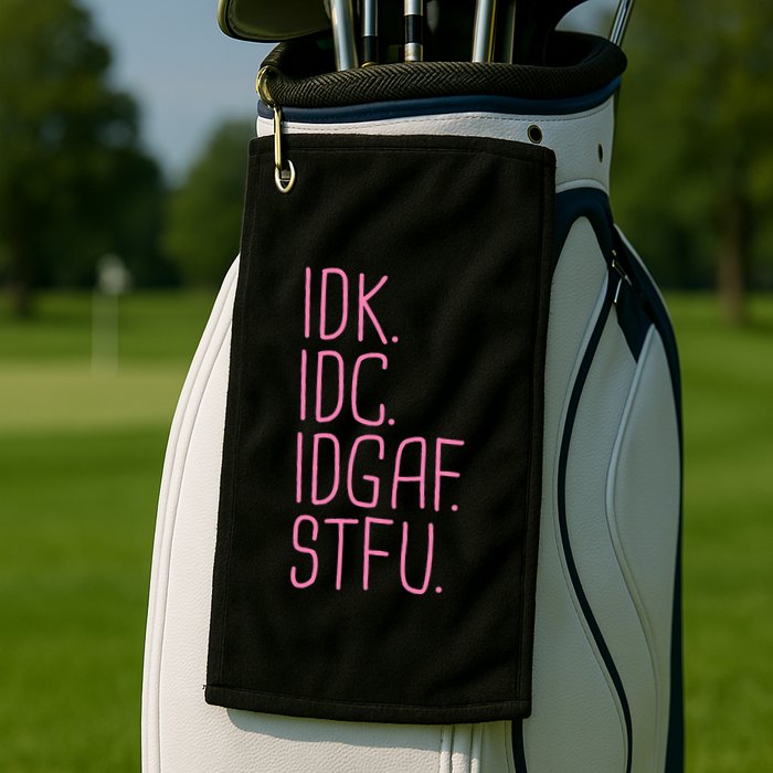 Idk Idc Idgaf Stfu I DonT Know I DonT Care Funny Meme Gift Golf Towel