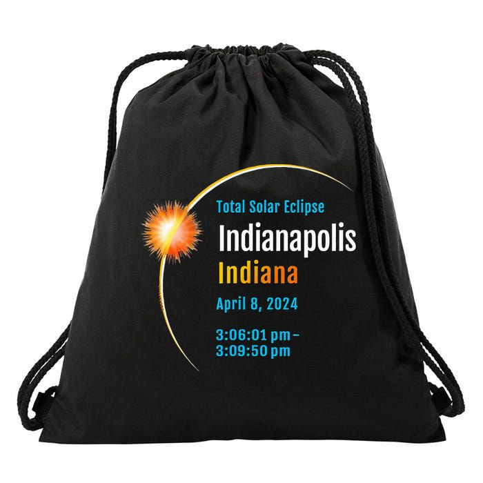 Indianapolis Indiana IN Total Solar Eclipse 2024 1 Drawstring Bag