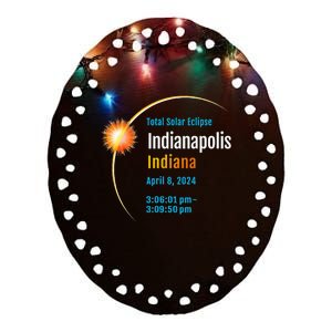 Indianapolis Indiana IN Total Solar Eclipse 2024 1 Ceramic Oval Ornament