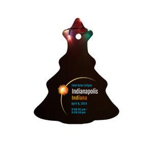 Indianapolis Indiana IN Total Solar Eclipse 2024 1 Ceramic Tree Ornament