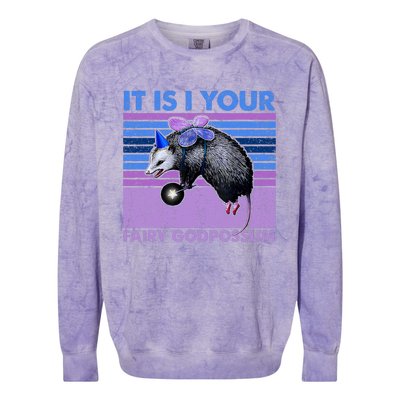 It Is I Your Fairy Godpossum Retro Opossum Lover Colorblast Crewneck Sweatshirt