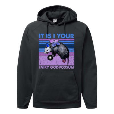 It Is I Your Fairy Godpossum Retro Opossum Lover Performance Fleece Hoodie