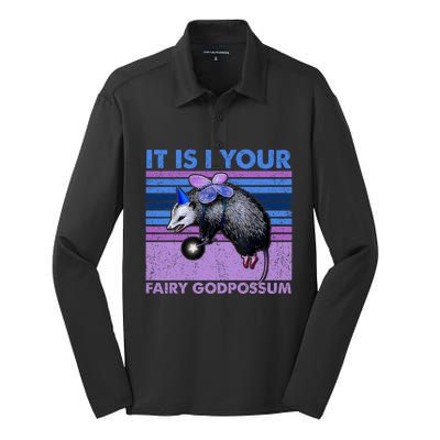 It Is I Your Fairy Godpossum Retro Opossum Lover Silk Touch Performance Long Sleeve Polo