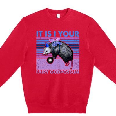 It Is I Your Fairy Godpossum Retro Opossum Lover Premium Crewneck Sweatshirt