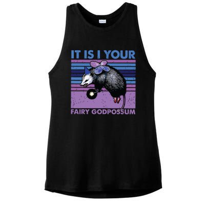 It Is I Your Fairy Godpossum Retro Opossum Lover Ladies PosiCharge Tri-Blend Wicking Tank