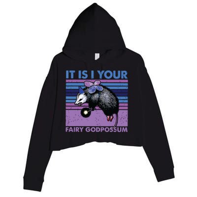 It Is I Your Fairy Godpossum Retro Opossum Lover Crop Fleece Hoodie