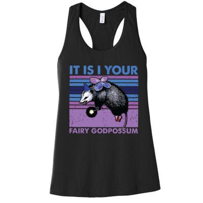 It Is I Your Fairy Godpossum Retro Opossum Lover Women's Racerback Tank