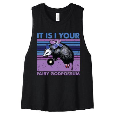 It Is I Your Fairy Godpossum Retro Opossum Lover Women's Racerback Cropped Tank