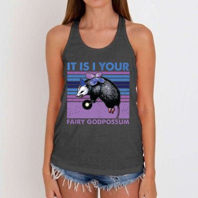 It Is I Your Fairy Godpossum Retro Opossum Lover Women's Knotted Racerback Tank