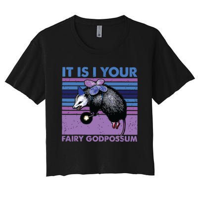 It Is I Your Fairy Godpossum Retro Opossum Lover Women's Crop Top Tee