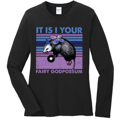 It Is I Your Fairy Godpossum Retro Opossum Lover Ladies Long Sleeve Shirt