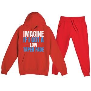 Imagine If I Got A Low Taper Fade Funny Ironic Meme Premium Hooded Sweatsuit Set