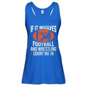 If It Involves Football And Wrestling Count Me Gift Ladies Essential Flowy Tank