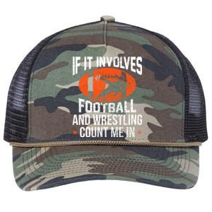 If It Involves Football And Wrestling Count Me Gift Retro Rope Trucker Hat Cap