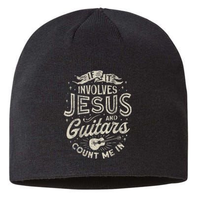 If It Involves Jesus And Guitars Guitarist Christian Music Sustainable Beanie