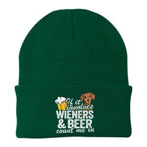 If It Involves Wieners & Beer Count Me In Doxie Dachshund Knit Cap Winter Beanie