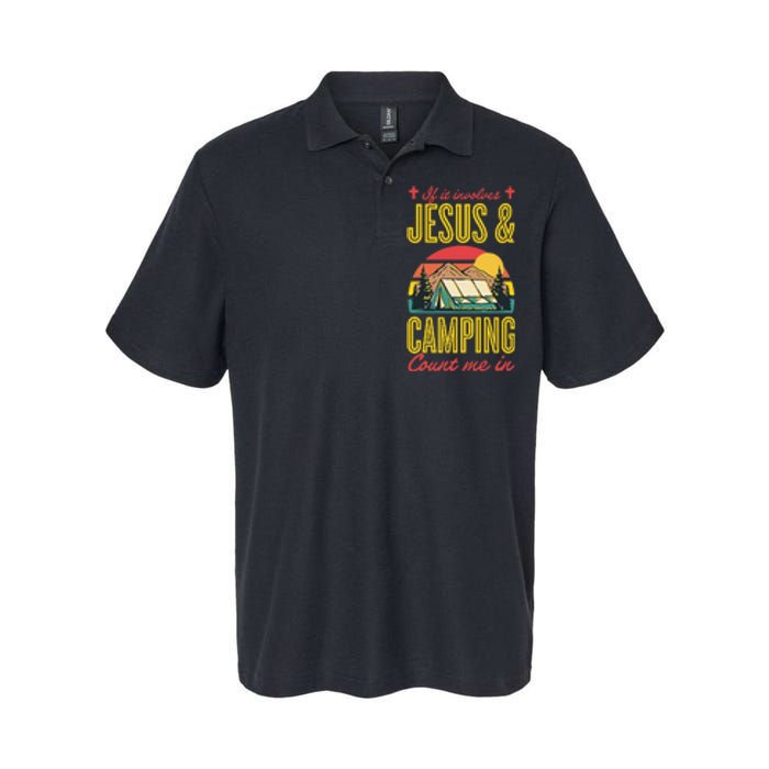 If It Involves Jesus And Camping Count Me In Softstyle Adult Sport Polo