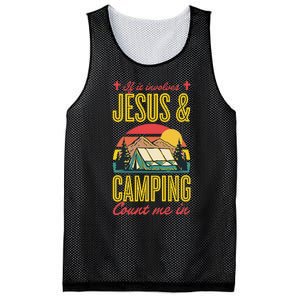 If It Involves Jesus And Camping Count Me In Mesh Reversible Basketball Jersey Tank