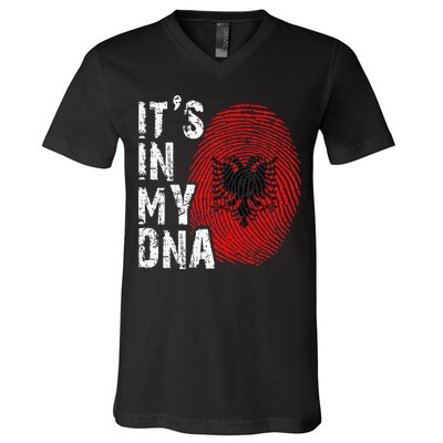 It is in my DNA fingerprint genes Albania flag country Gift V-Neck T-Shirt
