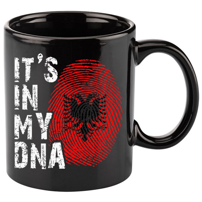 It is in my DNA fingerprint genes Albania flag country Gift 11oz C Handle Ceramic Mug