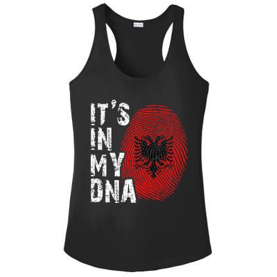 It is in my DNA fingerprint genes Albania flag country Gift Ladies PosiCharge Competitor Racerback Tank