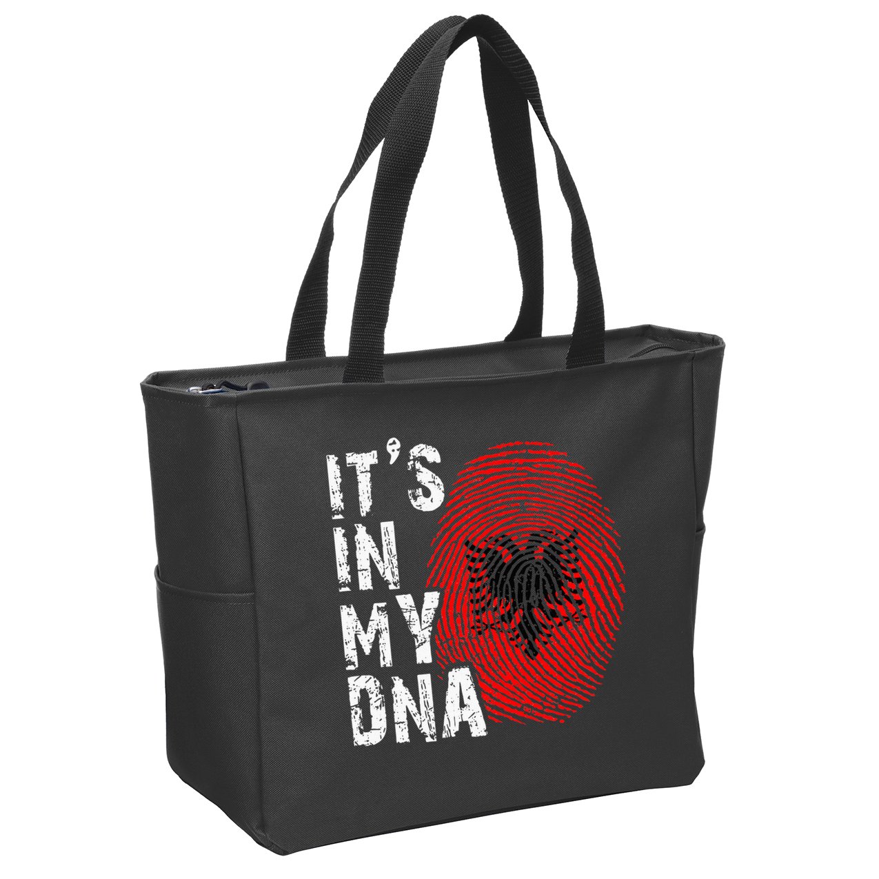 It is in my DNA fingerprint genes Albania flag country Gift Zip Tote Bag