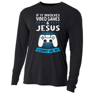 If It Involves Video Games & Jesus Count Me In Gaming Cooling Performance Long Sleeve Crew