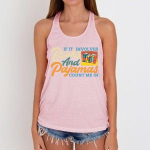 If It Involves Books And Pajamas Count Me In Book Lover Cool Gift Women's Knotted Racerback Tank